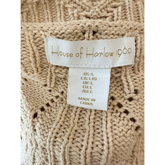 🌴 House of Harlow Crochet Button Cardigan Cable Knit Sweater Size L - Picture 3 of 9